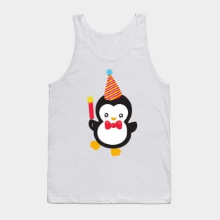 New Year Penguin, Party Hat, Firecracker, Bow Tie Tank Top